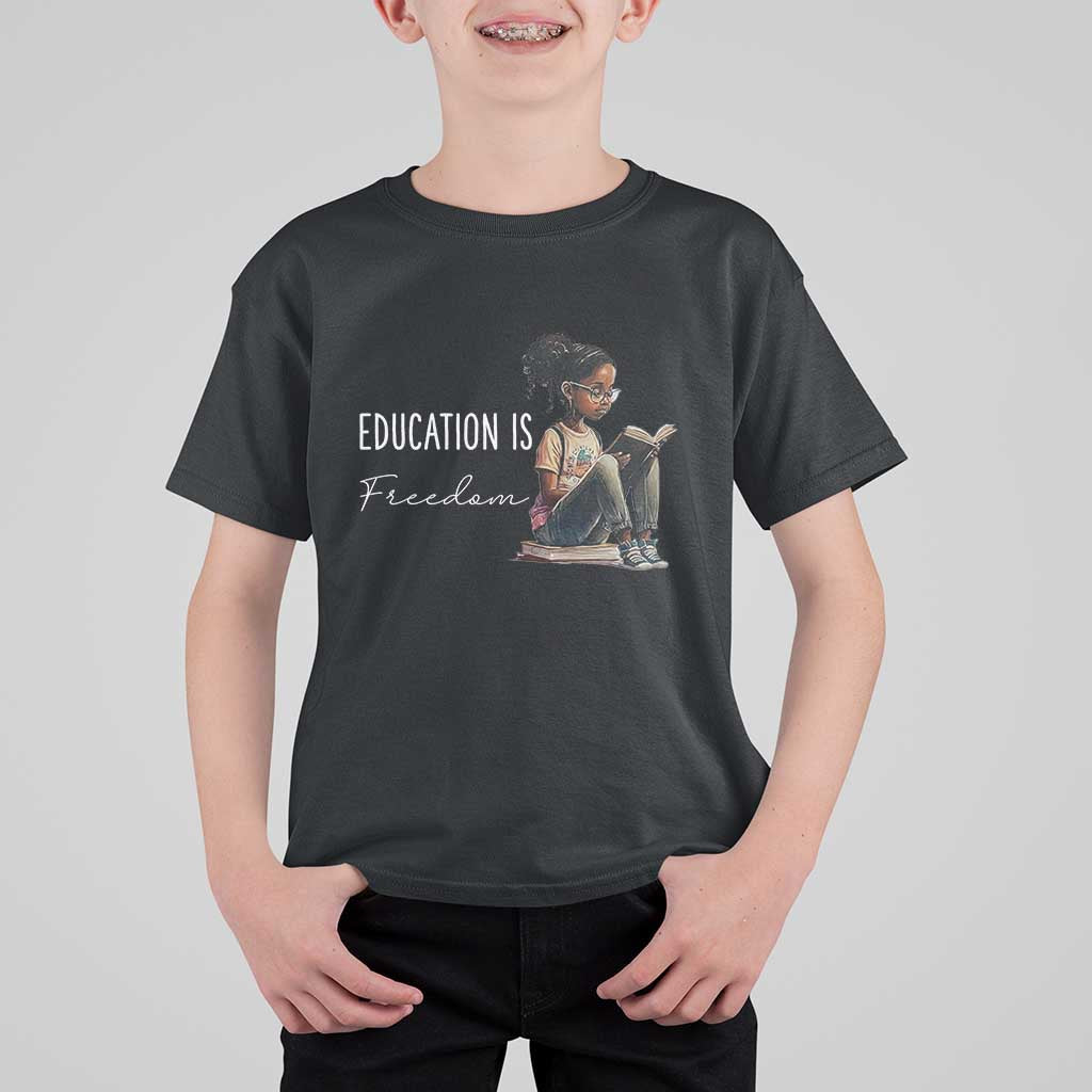Education Freedom T Shirt For Kid Black Teacher Books - Wonder Print Shop