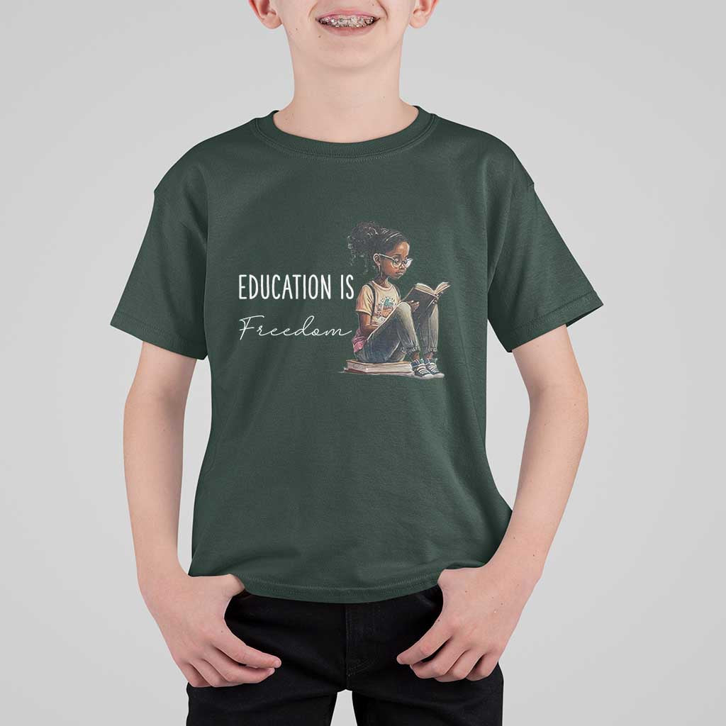 Education Freedom T Shirt For Kid Black Teacher Books - Wonder Print Shop
