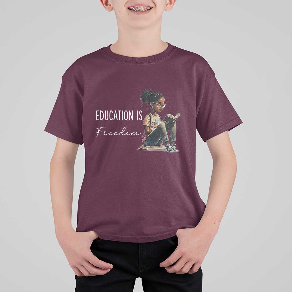 Education Freedom T Shirt For Kid Black Teacher Books - Wonder Print Shop