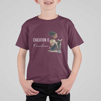 Education Freedom T Shirt For Kid Black Teacher Books - Wonder Print Shop