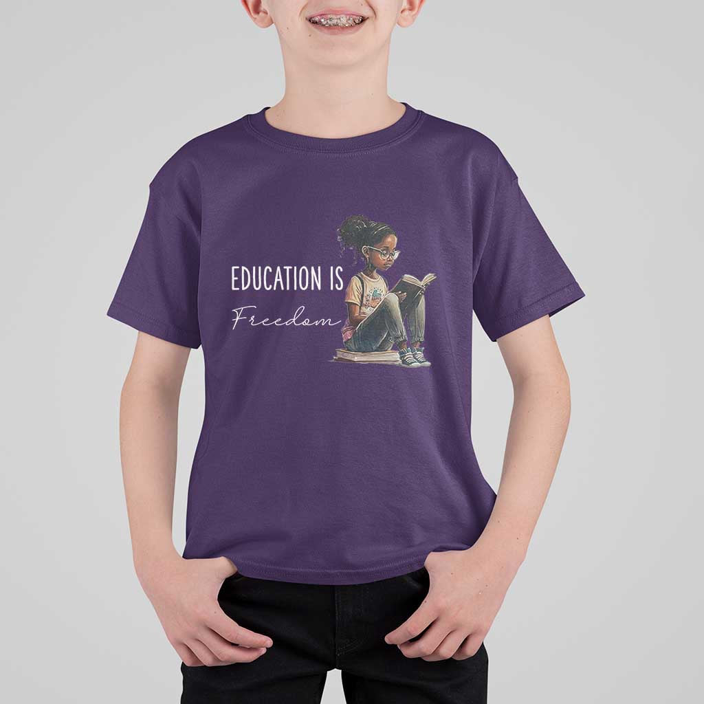 Education Freedom T Shirt For Kid Black Teacher Books - Wonder Print Shop