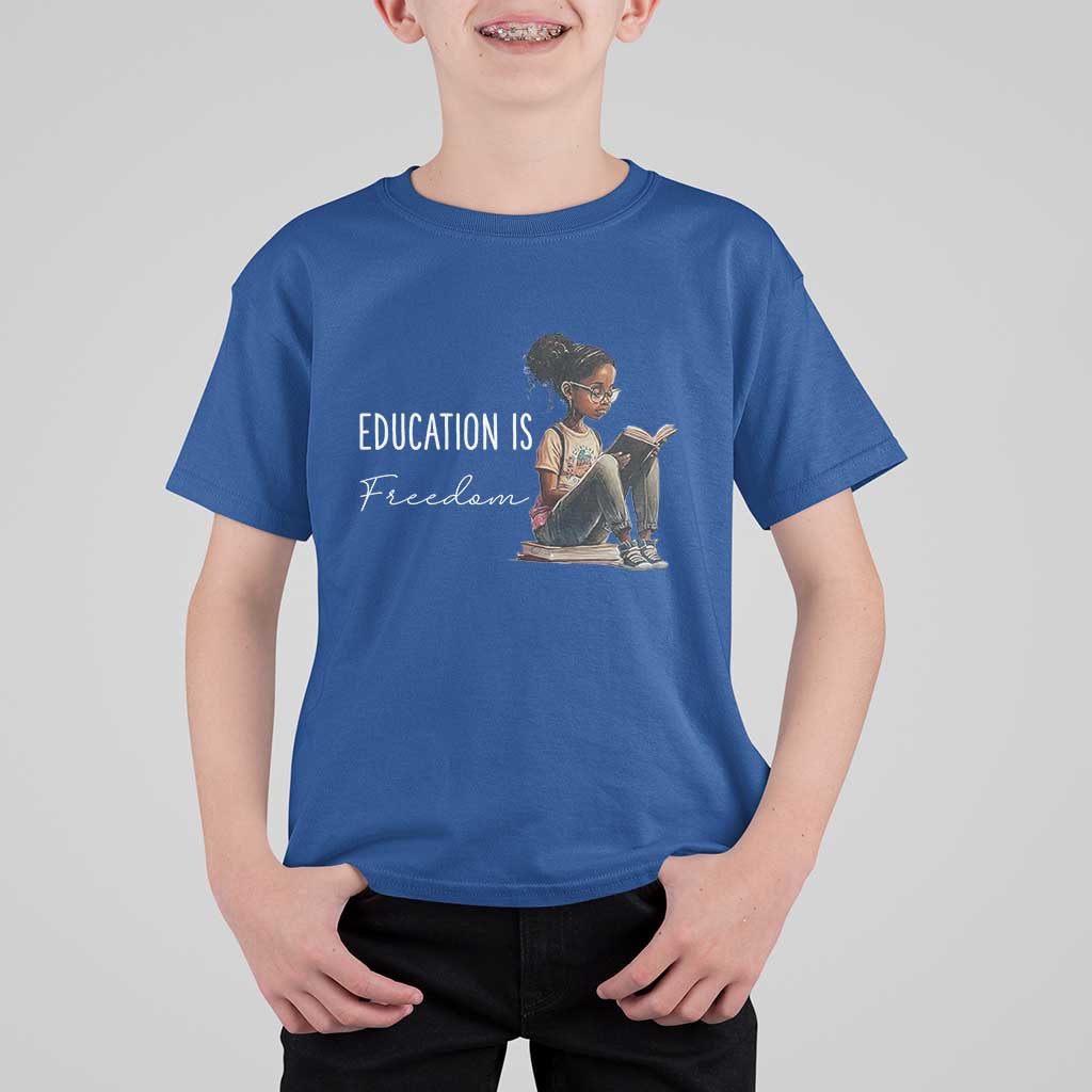 Education Freedom T Shirt For Kid Black Teacher Books - Wonder Print Shop