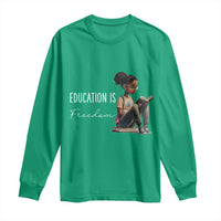Education Freedom Long Sleeve Shirt Black Teacher Books - Wonder Print Shop