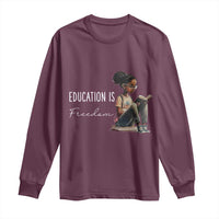 Education Freedom Long Sleeve Shirt Black Teacher Books - Wonder Print Shop