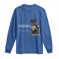 Education Freedom Long Sleeve Shirt Black Teacher Books - Wonder Print Shop