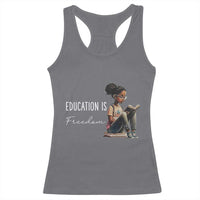 Education Freedom Racerback Tank Top Black Teacher Books - Wonder Print Shop