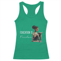 Education Freedom Racerback Tank Top Black Teacher Books - Wonder Print Shop