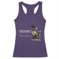 Education Freedom Racerback Tank Top Black Teacher Books - Wonder Print Shop