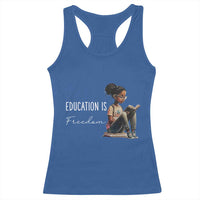 Education Freedom Racerback Tank Top Black Teacher Books - Wonder Print Shop