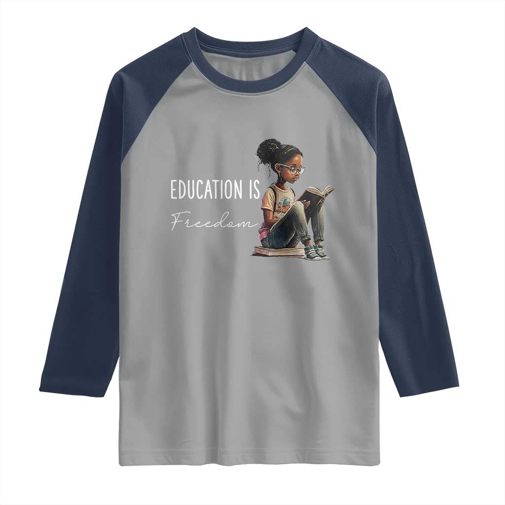 Education Freedom Raglan Shirt Black Teacher Books - Wonder Print Shop