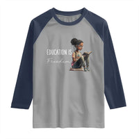Education Freedom Raglan Shirt Black Teacher Books - Wonder Print Shop