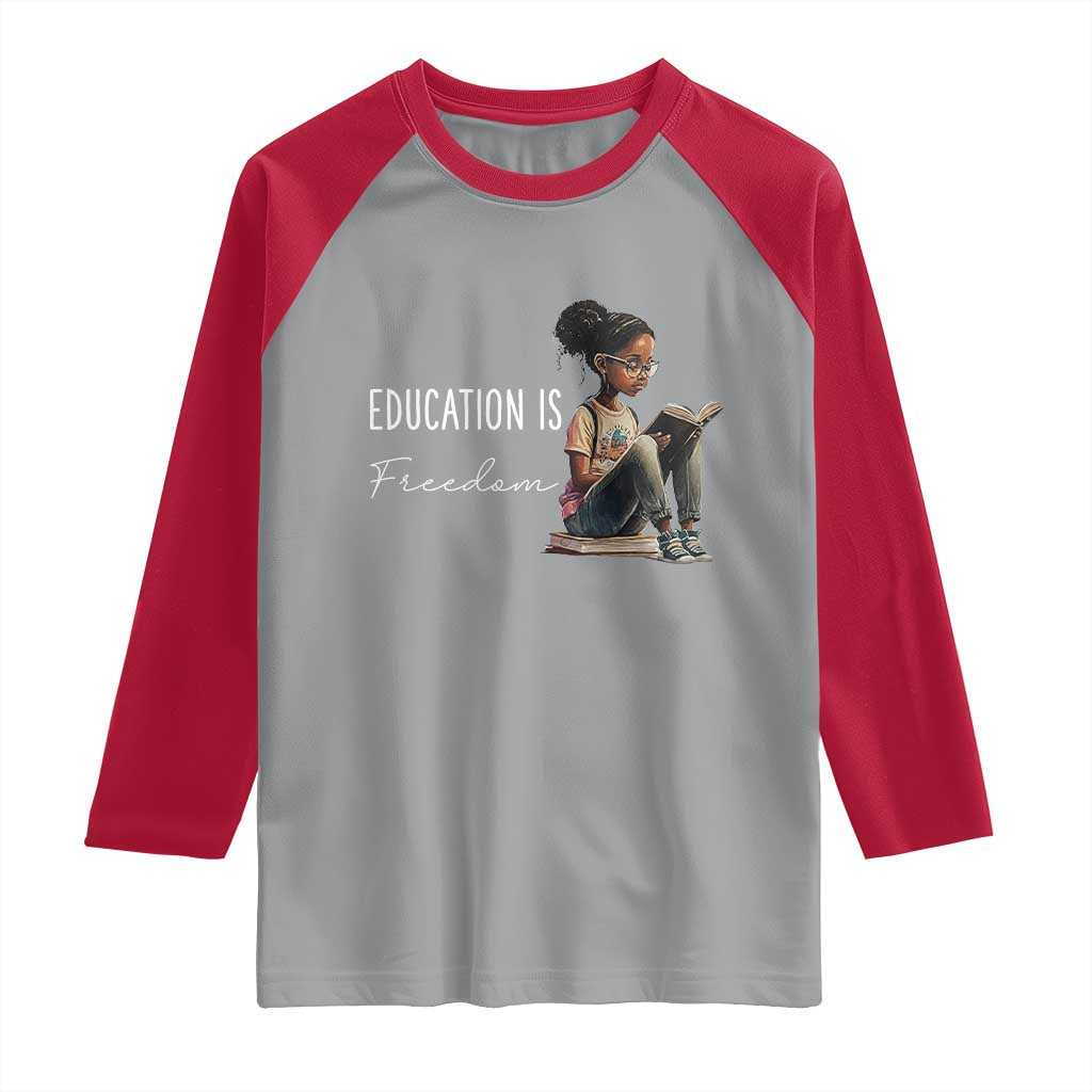 Education Freedom Raglan Shirt Black Teacher Books - Wonder Print Shop