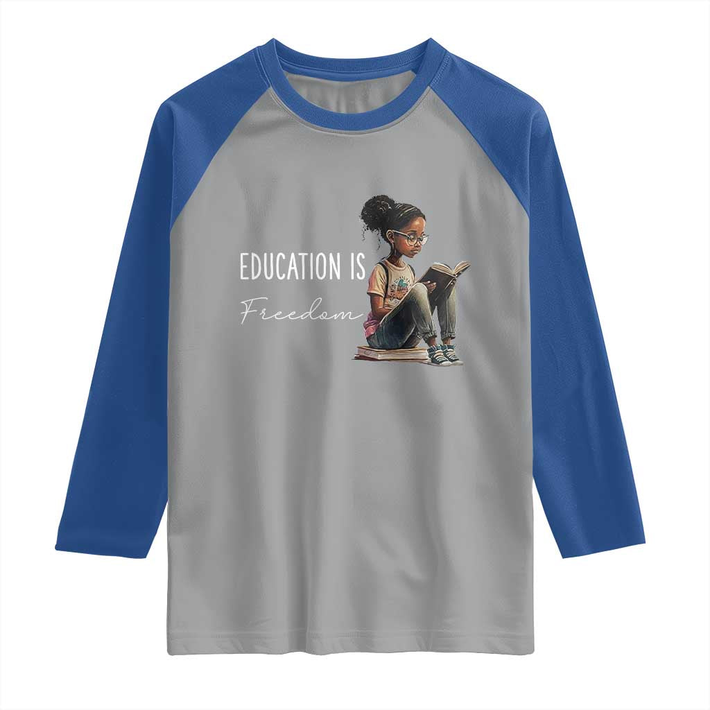 Education Freedom Raglan Shirt Black Teacher Books - Wonder Print Shop