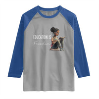 Education Freedom Raglan Shirt Black Teacher Books - Wonder Print Shop