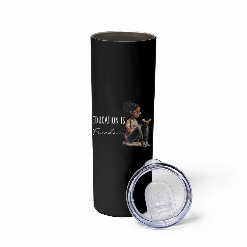 Education Freedom Skinny Tumbler Black Teacher Books - Wonder Print Shop