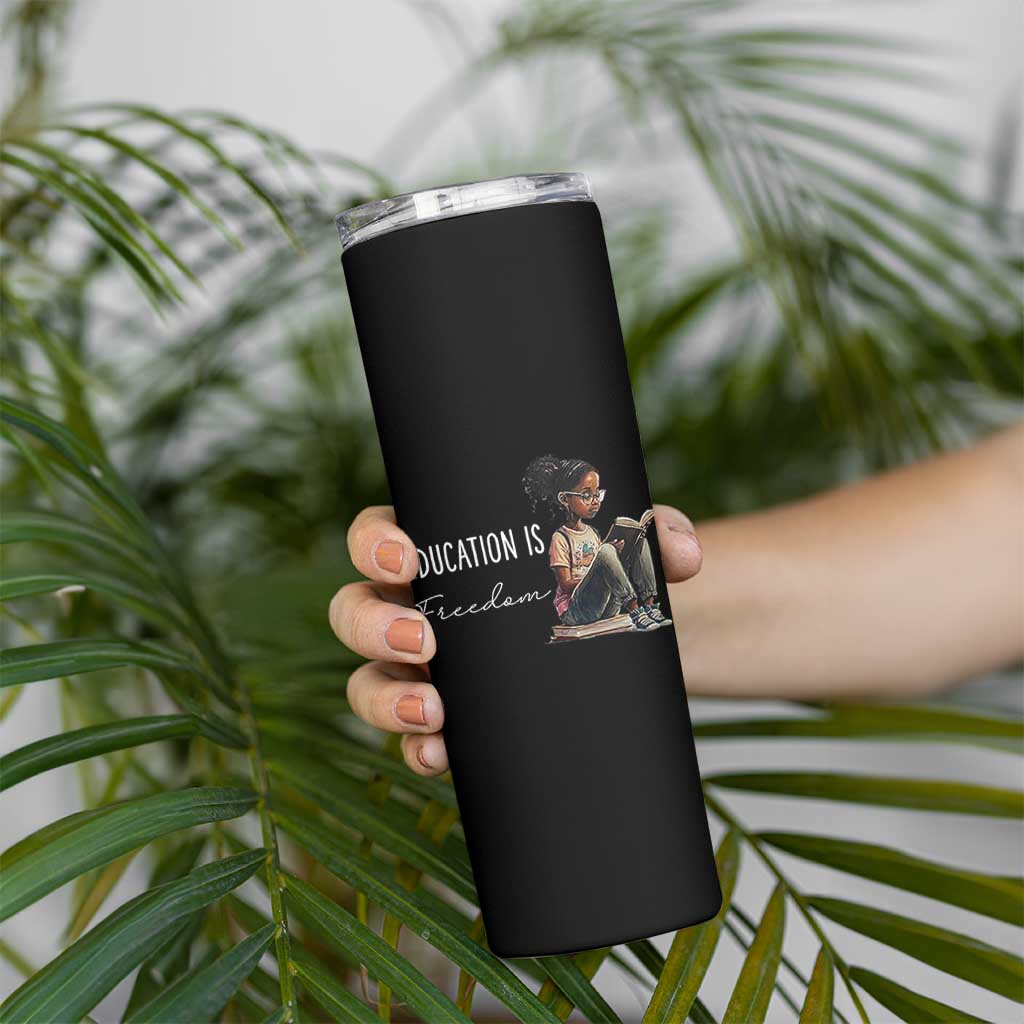 Education Freedom Skinny Tumbler Black Teacher Books - Wonder Print Shop
