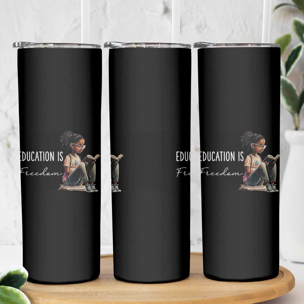 Education Freedom Skinny Tumbler Black Teacher Books - Wonder Print Shop