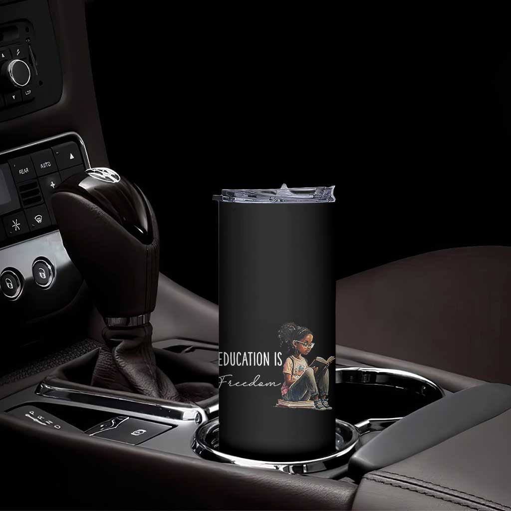 Education Freedom Skinny Tumbler Black Teacher Books - Wonder Print Shop