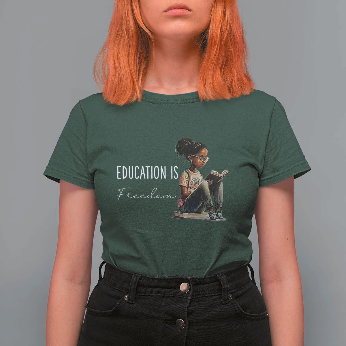 Education Freedom T Shirt For Women Black Teacher Books - Wonder Print Shop