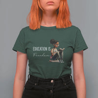 Education Freedom T Shirt For Women Black Teacher Books - Wonder Print Shop