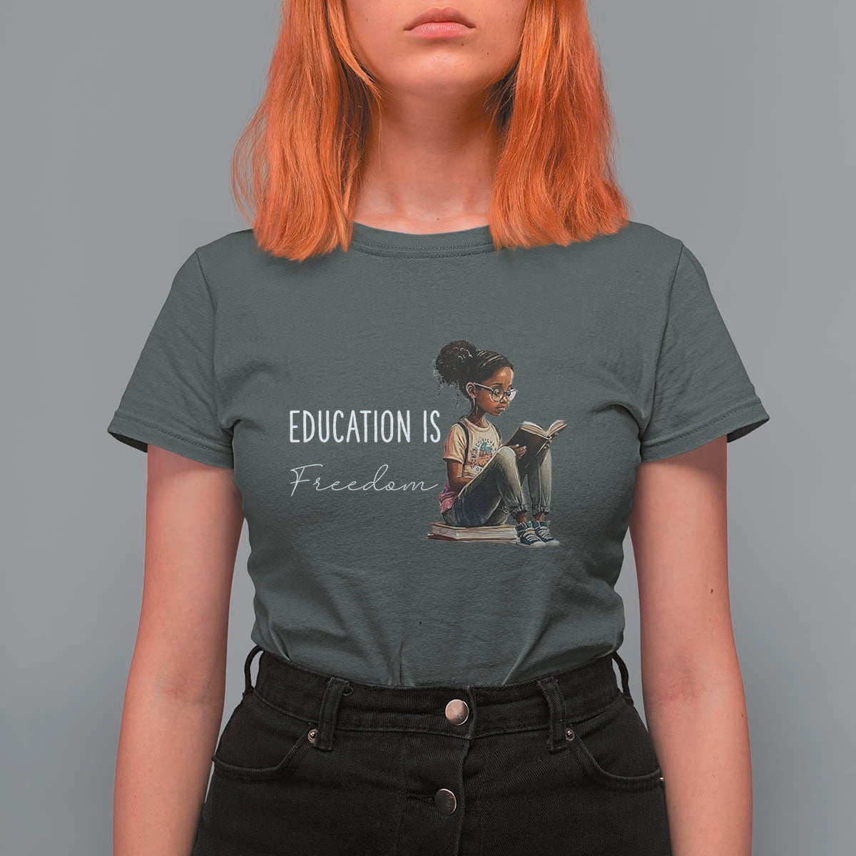 Education Freedom T Shirt For Women Black Teacher Books - Wonder Print Shop