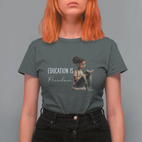 Education Freedom T Shirt For Women Black Teacher Books - Wonder Print Shop