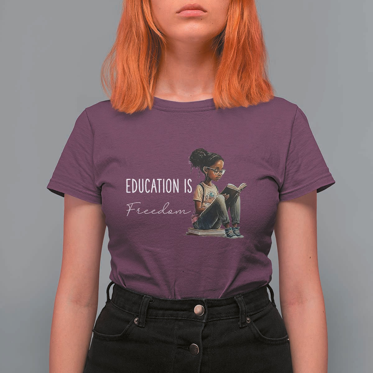 Education Freedom T Shirt For Women Black Teacher Books - Wonder Print Shop