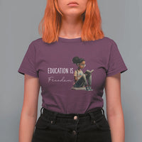 Education Freedom T Shirt For Women Black Teacher Books - Wonder Print Shop