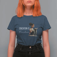 Education Freedom T Shirt For Women Black Teacher Books - Wonder Print Shop
