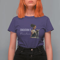 Education Freedom T Shirt For Women Black Teacher Books - Wonder Print Shop