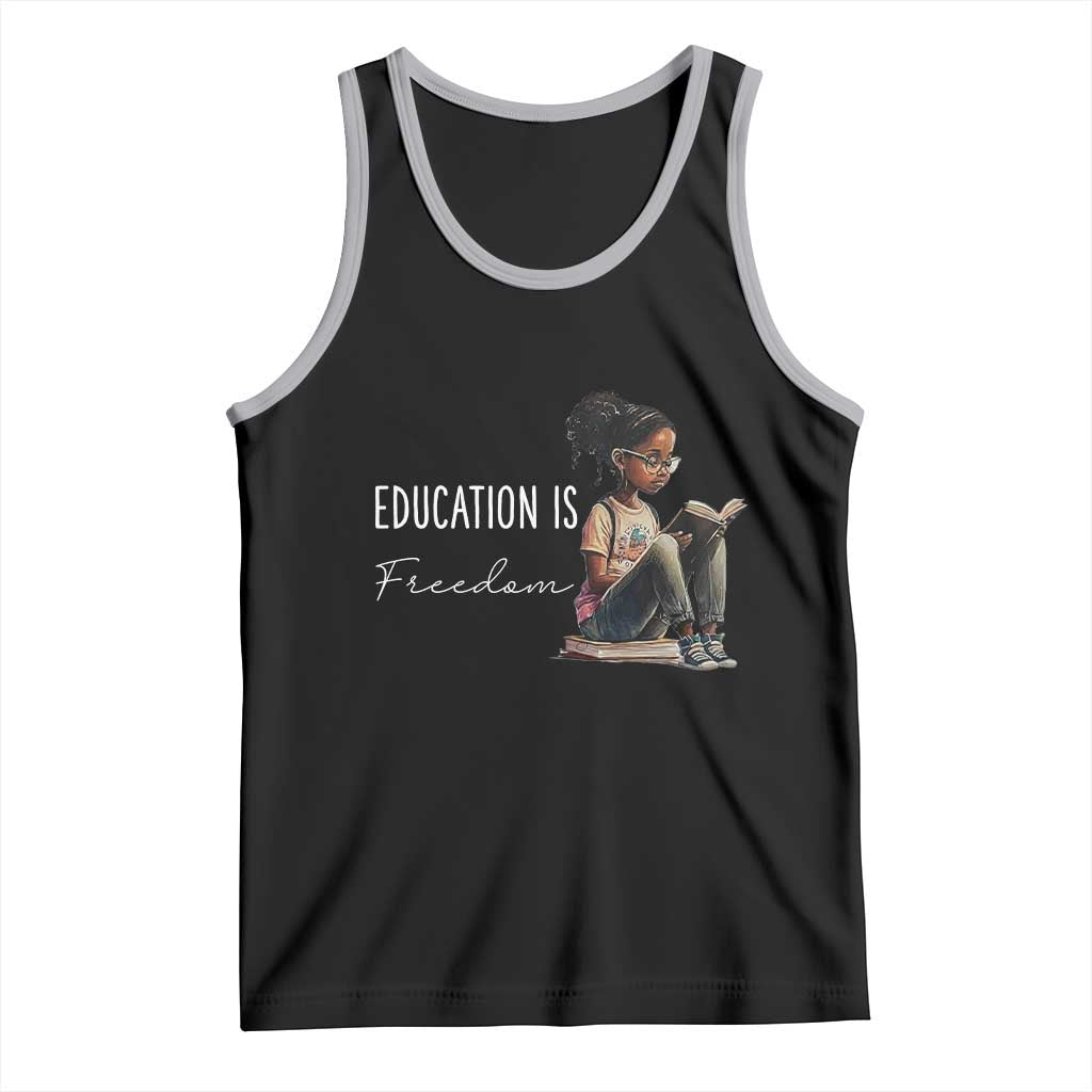 Education Freedom Tank Top Black Teacher Books - Wonder Print Shop