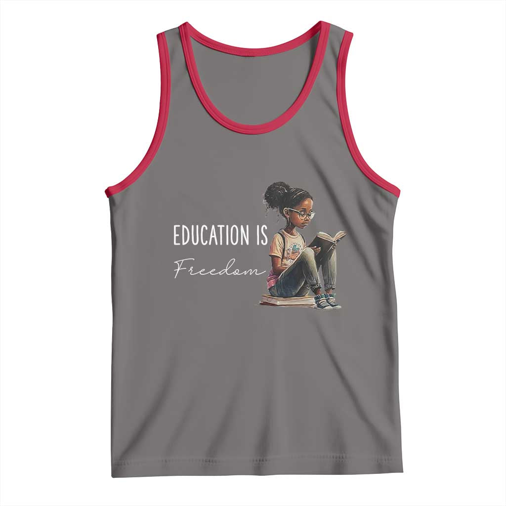 Education Freedom Tank Top Black Teacher Books - Wonder Print Shop