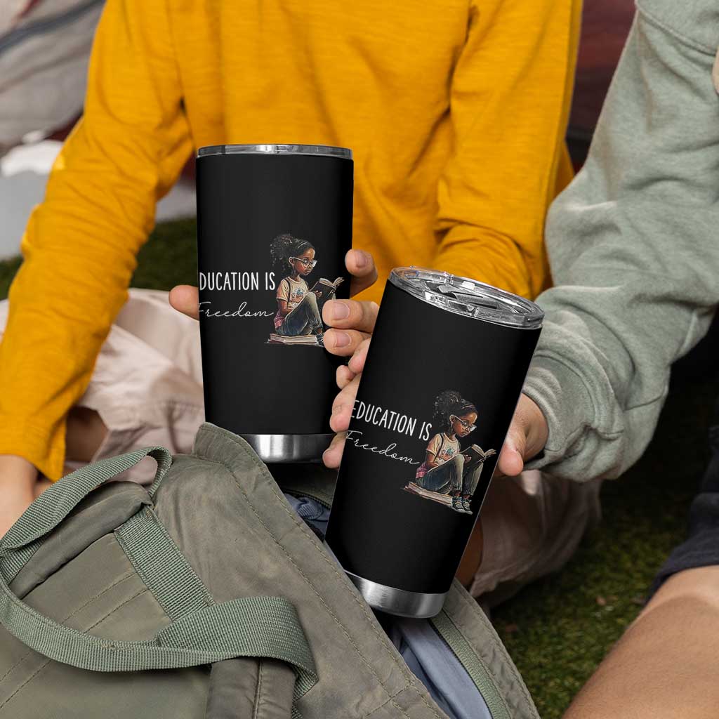 Education Freedom Tumbler Cup Black Teacher Books - Wonder Print Shop