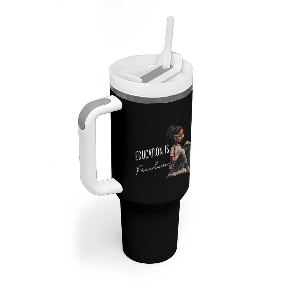 Education Freedom Tumbler With Handle Black Teacher Books - Wonder Print Shop