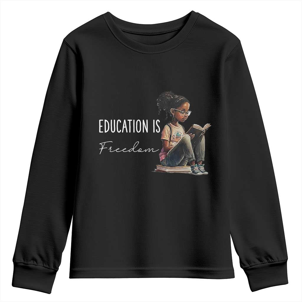Education Freedom Youth Sweatshirt Black Teacher Books - Wonder Print Shop