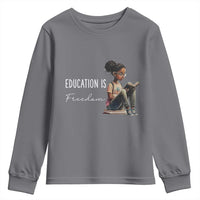 Education Freedom Youth Sweatshirt Black Teacher Books - Wonder Print Shop