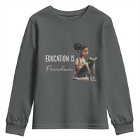 Education Freedom Youth Sweatshirt Black Teacher Books - Wonder Print Shop