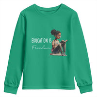 Education Freedom Youth Sweatshirt Black Teacher Books - Wonder Print Shop