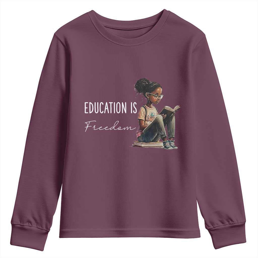 Education Freedom Youth Sweatshirt Black Teacher Books - Wonder Print Shop