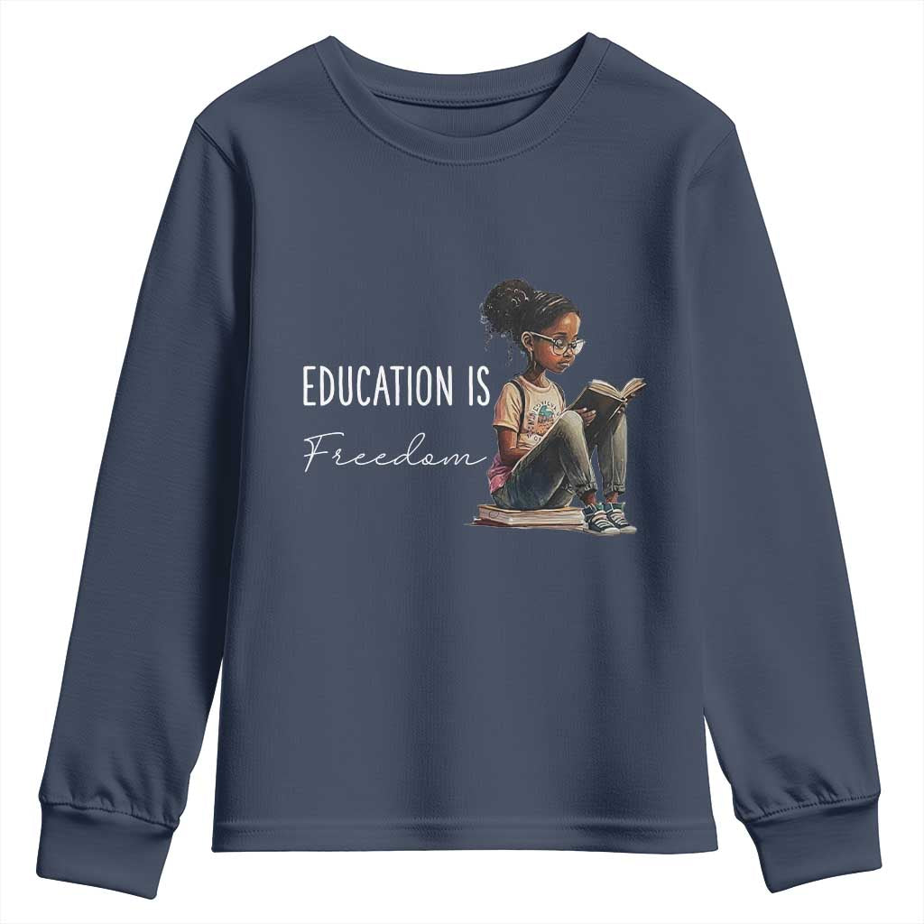 Education Freedom Youth Sweatshirt Black Teacher Books - Wonder Print Shop