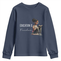 Education Freedom Youth Sweatshirt Black Teacher Books - Wonder Print Shop