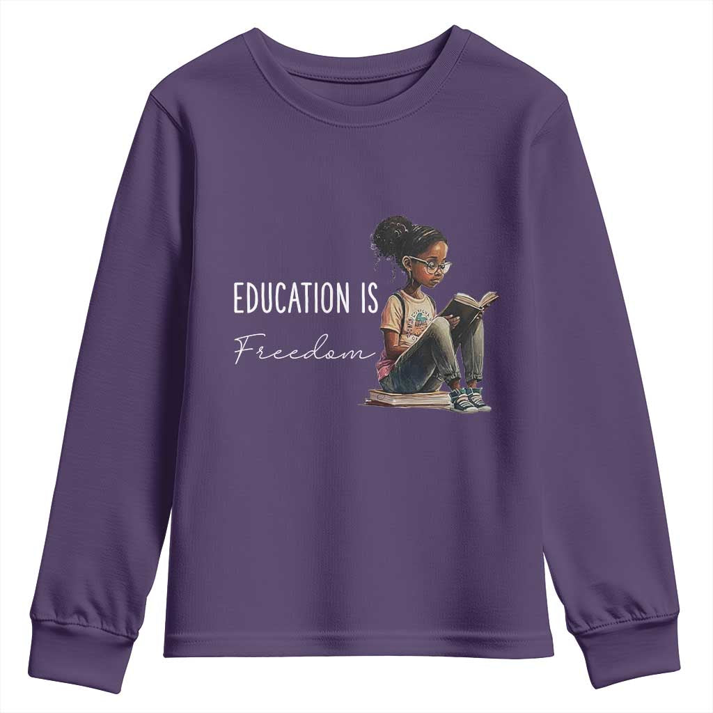 Education Freedom Youth Sweatshirt Black Teacher Books - Wonder Print Shop