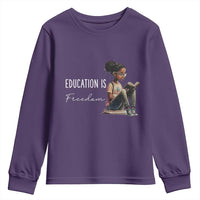 Education Freedom Youth Sweatshirt Black Teacher Books - Wonder Print Shop