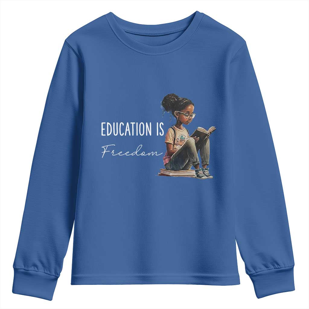 Education Freedom Youth Sweatshirt Black Teacher Books - Wonder Print Shop