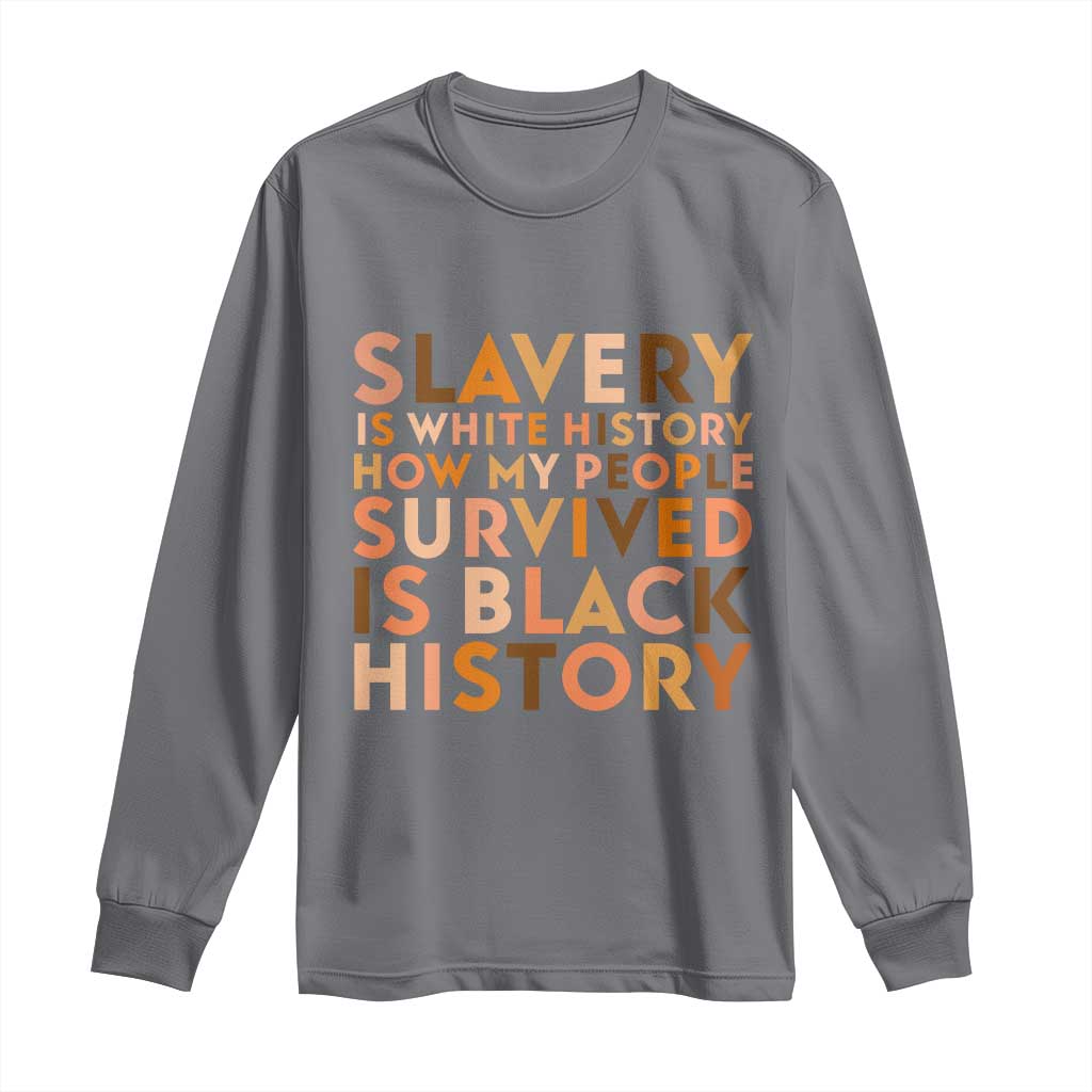 Black History Melanin Long Sleeve Shirt Slavery Is White History How My People Survived Is Black History - Wonder Print Shop