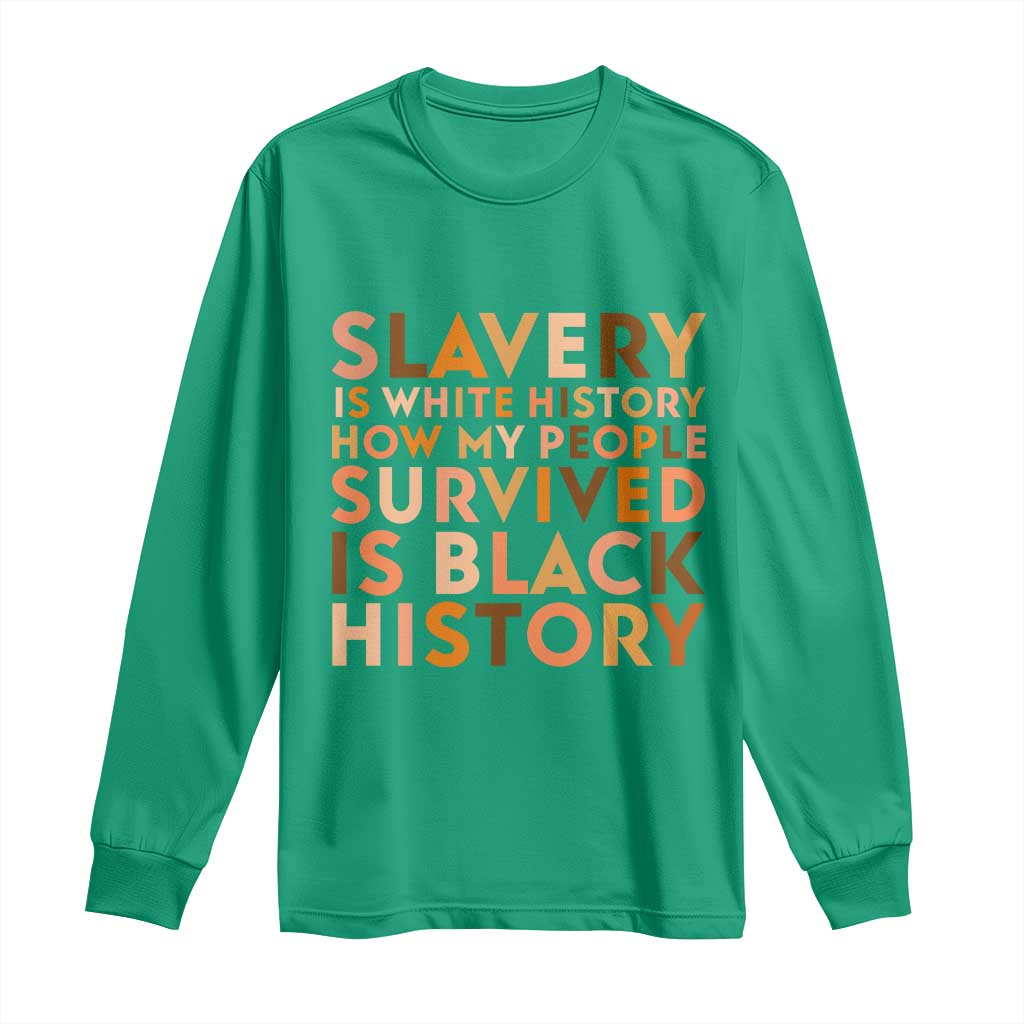 Black History Melanin Long Sleeve Shirt Slavery Is White History How My People Survived Is Black History - Wonder Print Shop