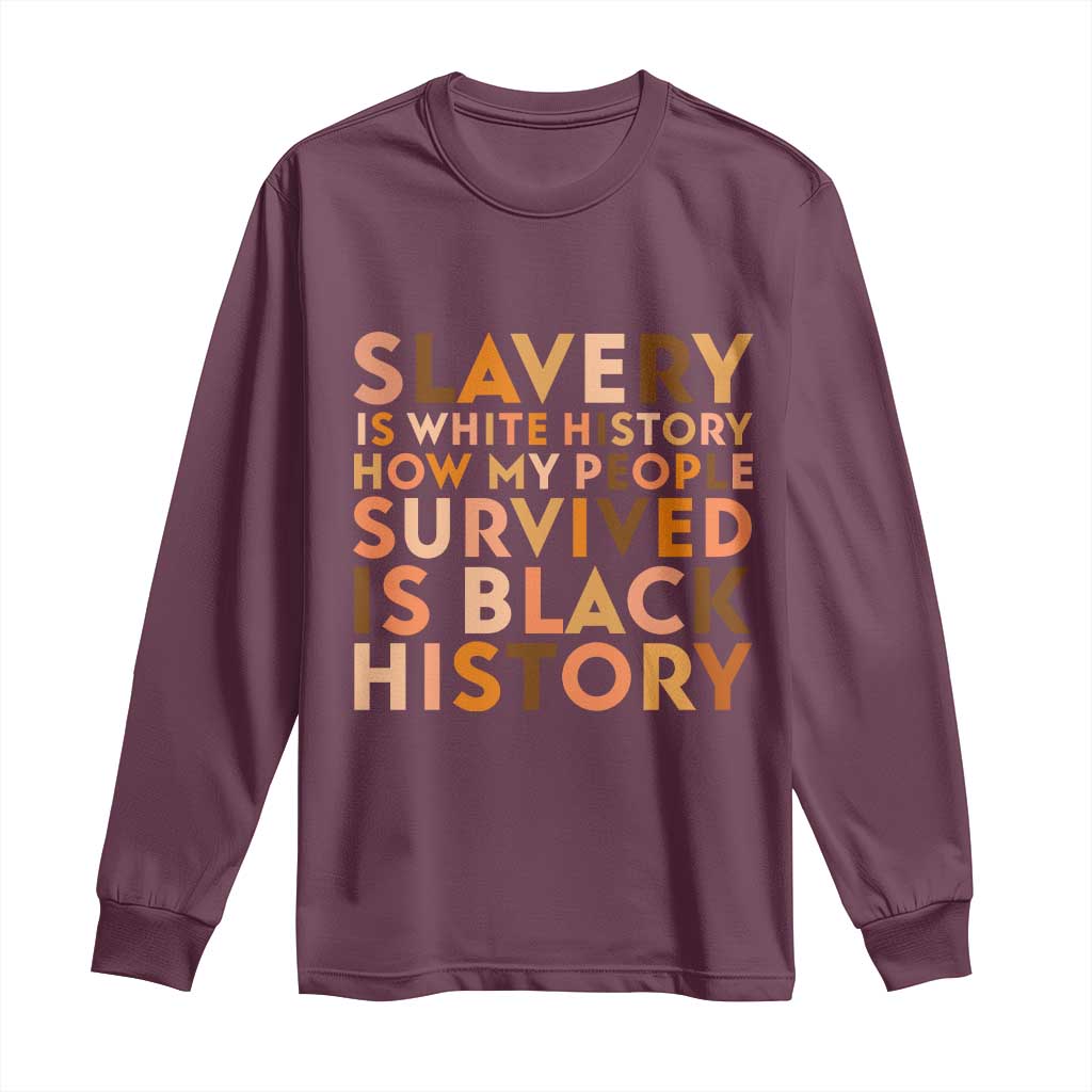 Black History Melanin Long Sleeve Shirt Slavery Is White History How My People Survived Is Black History - Wonder Print Shop
