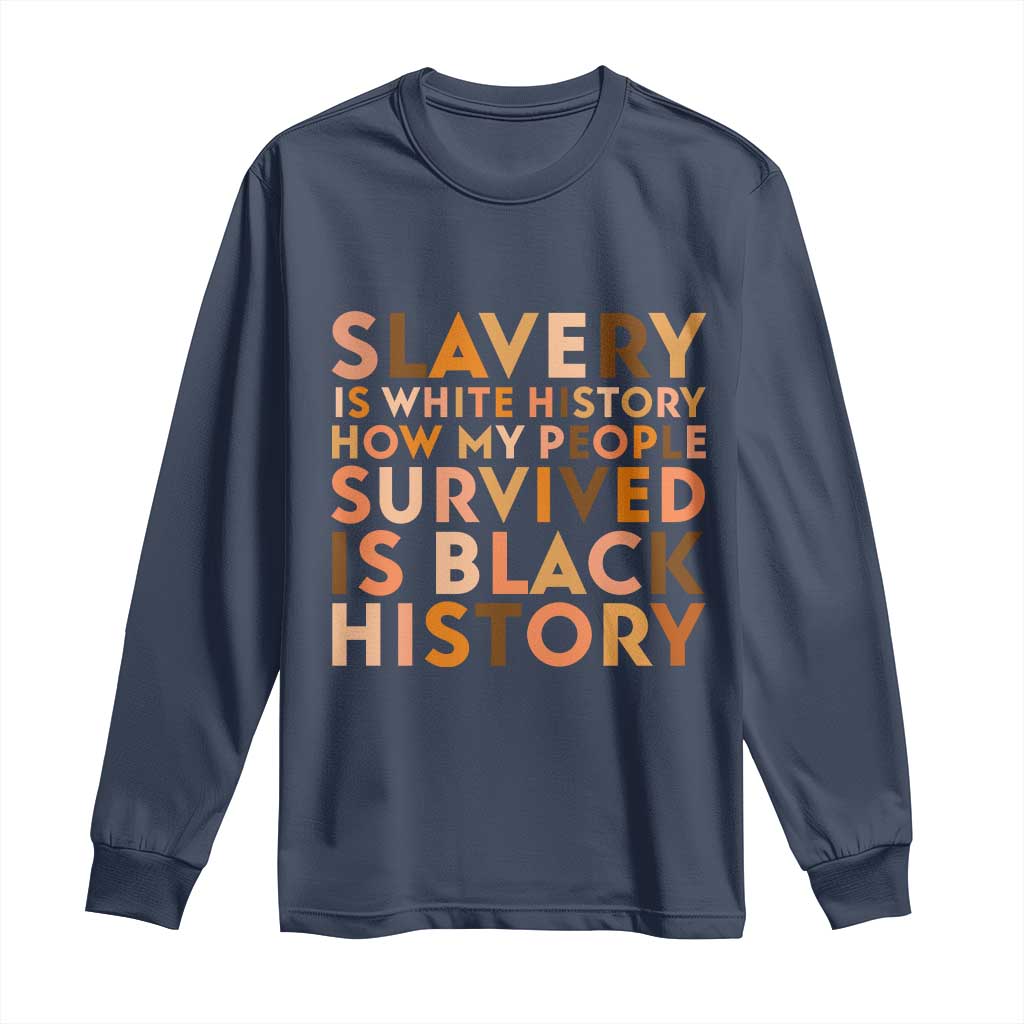 Black History Melanin Long Sleeve Shirt Slavery Is White History How My People Survived Is Black History - Wonder Print Shop