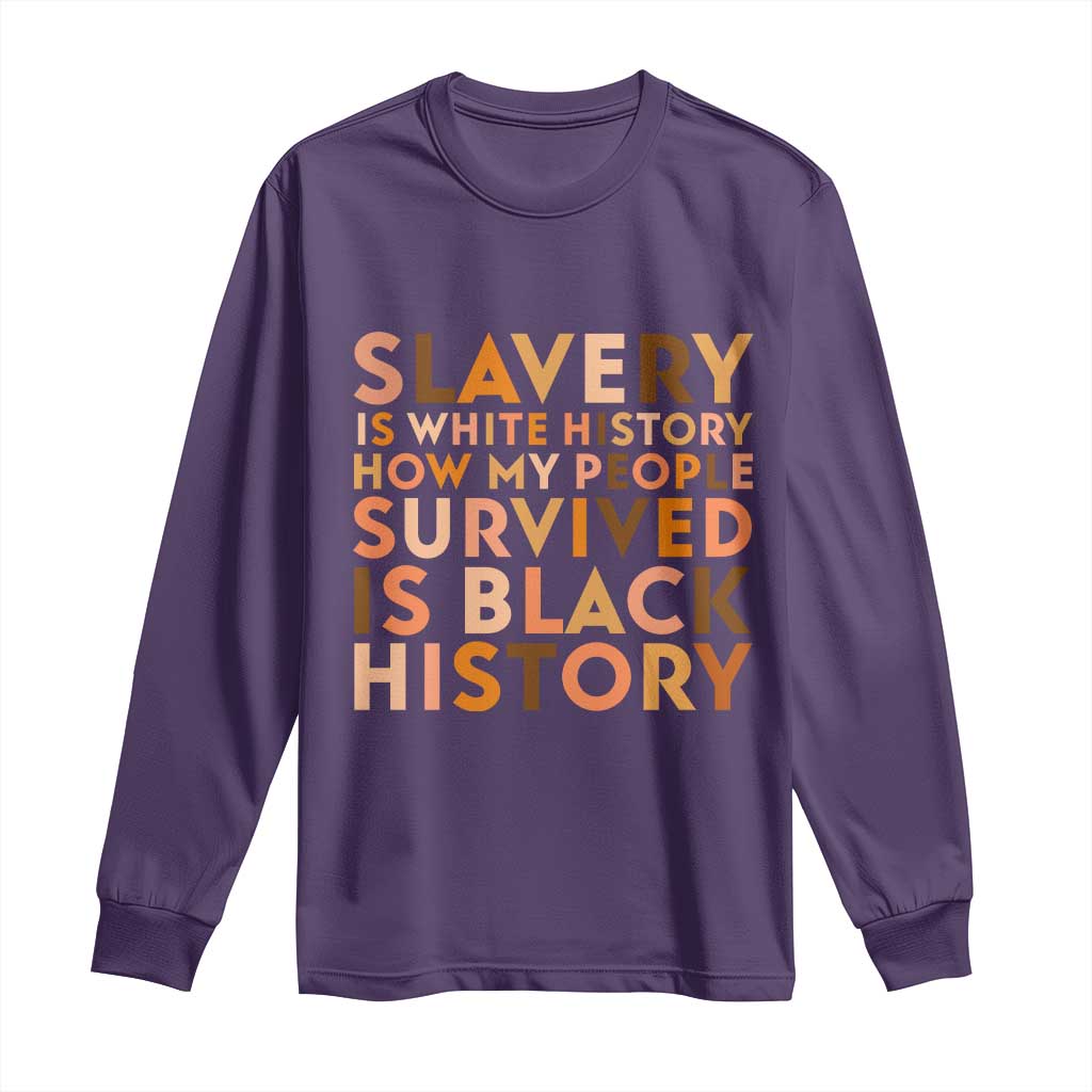 Black History Melanin Long Sleeve Shirt Slavery Is White History How My People Survived Is Black History - Wonder Print Shop
