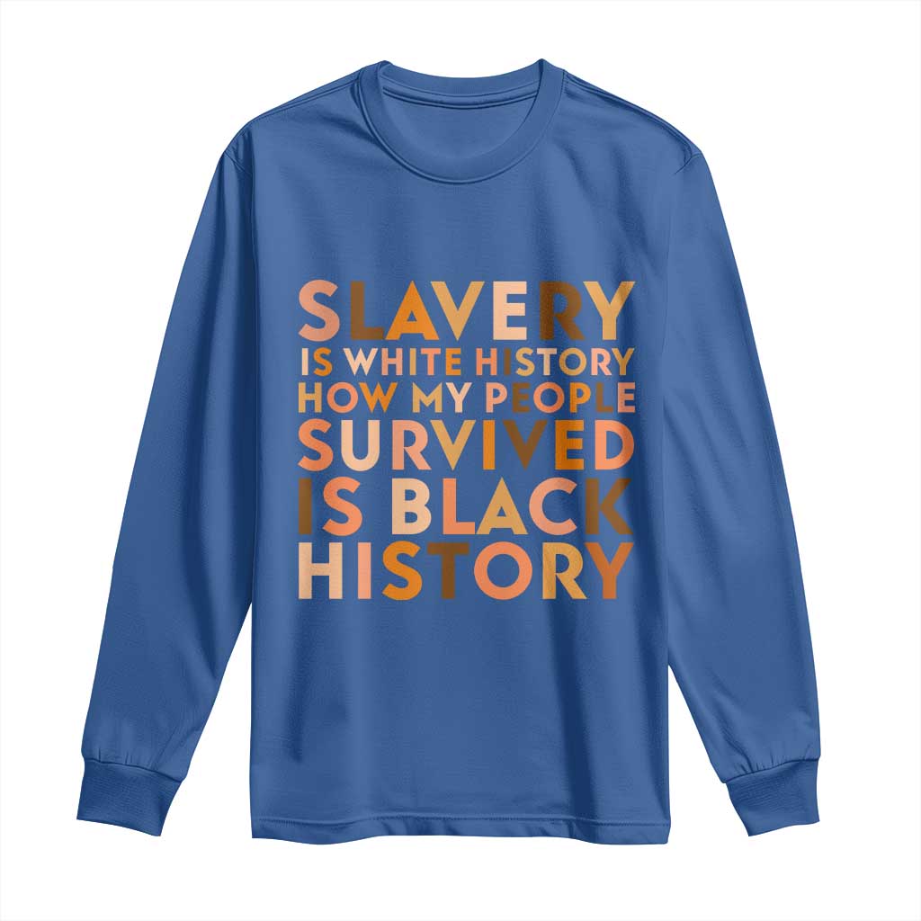 Black History Melanin Long Sleeve Shirt Slavery Is White History How My People Survived Is Black History - Wonder Print Shop